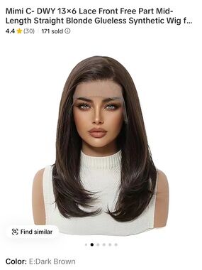 DWY Mimi 13x6 Lace Front Mid-Length Straight Wig - Dark Brown nwt pre cut lace